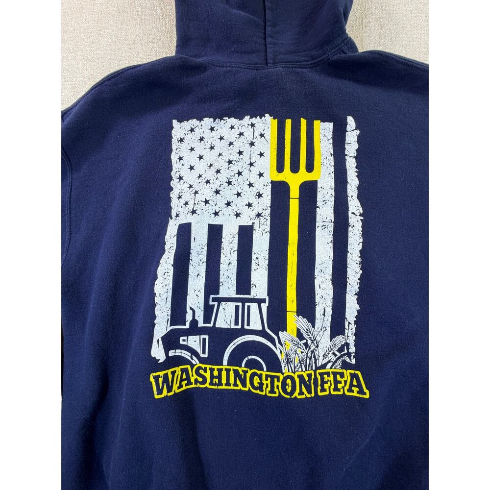 FFA Unisex Blue XL Washington Long Sleeve Hoodie Agriculture School Sweatshirt - Picture 8 of 9